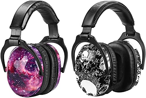 Image of ZOHAN Kids Ear Protection 2 Pack, Hearing Protection Safety Ear Muffs for Children Have Sensory Issues, Adjustable Noise Reduction Earmuffs for Concerts, Fireworks, Air Shows(Nebula&SKULL)