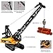 NOVAFUSION Construction Crane Toys for Boys,Crawler Cranes Truck Toy with Rotatable Fuselage Workbench and Liftable Robotic Arm,Cranes Truck with Simulated Lights,Crane Toys for Boys Age 4-7