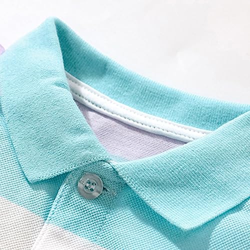 Baby Colorful Striped Polo Shirt Little Boys Girls Short Sleeve School Uniform Button Down Collar Soft and Breathable3
