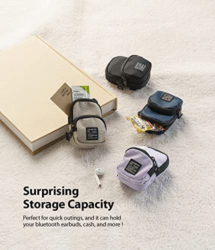 Ringke Mini Pouch [Two Pocket] Nylon Carrying Pouch Small Bag For Airpods, Galaxy Buds, Earphones, Cards, Id - Black #TOP5