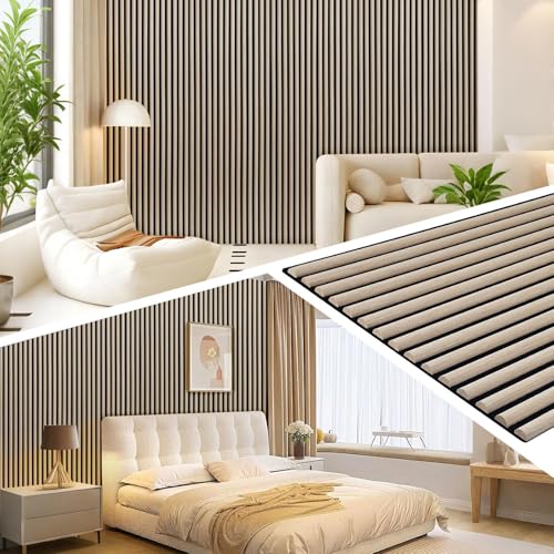 Vkechh 3 paneles acústicos de 120 x 60 cm, 2,16 m², paneles de madera semicirculares 3D en MDF y fieltro acústico, revestimiento de pared acústico moderno para casa y estudio – roble blanco