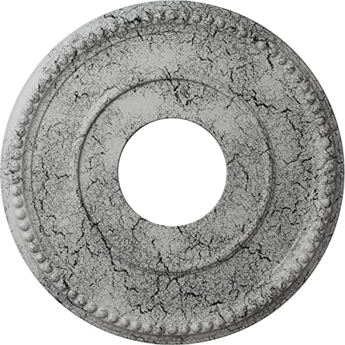 Ekena Millwork CM12BRUWC Bradford Hand-Painted Ceiling Medallion , Ultra Pure White Crackle