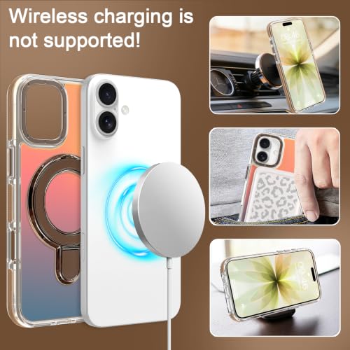 Image of Magnetic for iPhone 17 Case with Stand [Compatible with Magsafe] [Cute Fashion Fluorescent Design] [1 Screen Protector] Slim Translucent Matte Case for iPhone 17 6.3 inch 2025, Desert