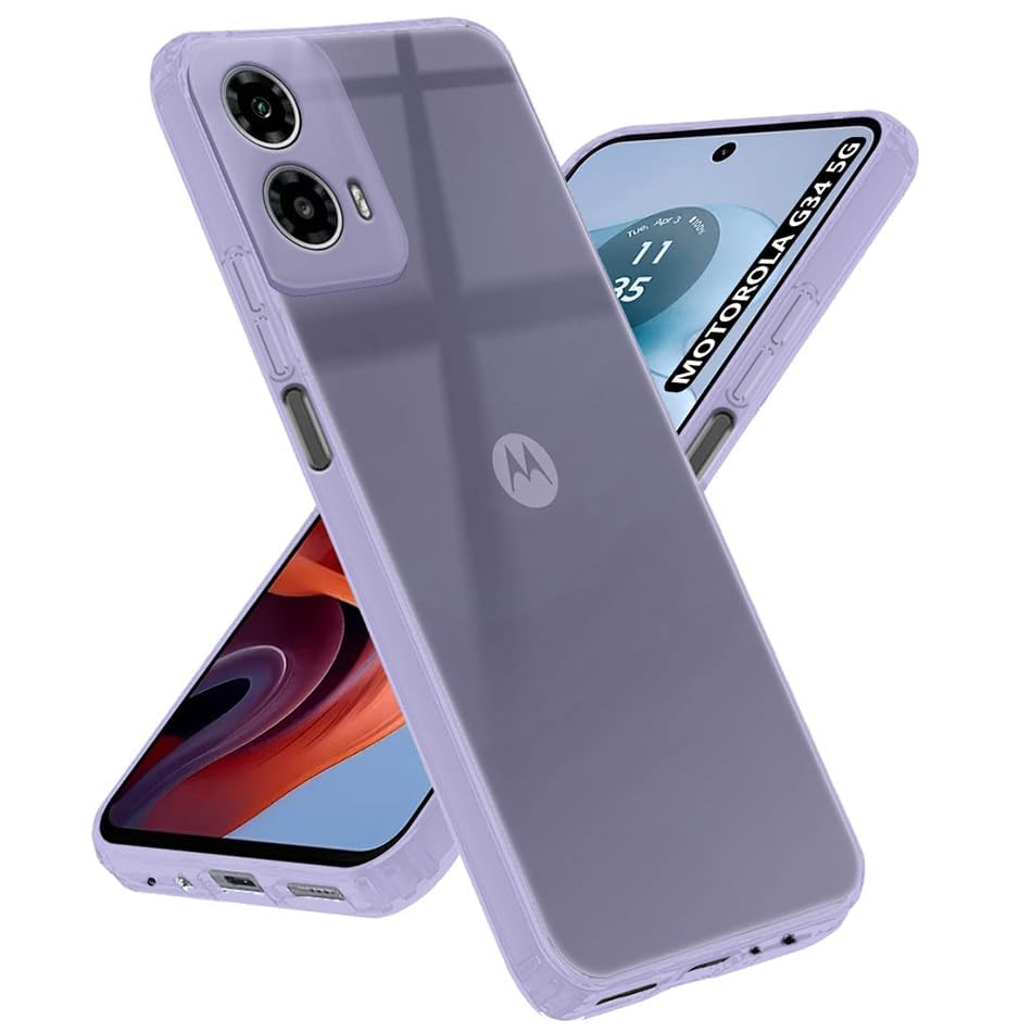 Image of COVERBLACK Soft Rubber Back Cover Compatible Model for Motorola G34 5G - Transparent
