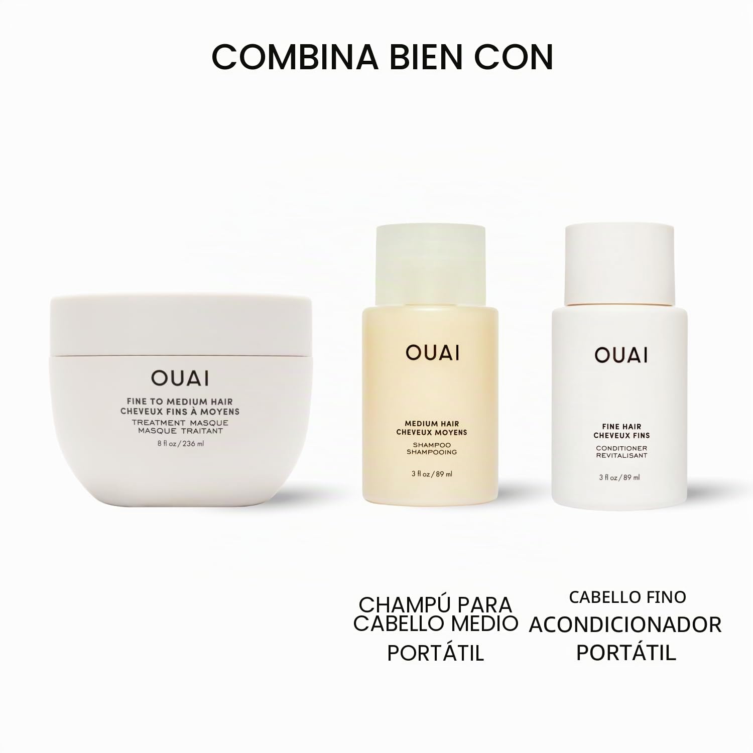 OUAI Mascarilla de Tratamiento para Cabello Fino a Medio - Máscara Capilar para la Reparación, Hidratación y Brillo del Cabello - Con Mantequilla de Karité, Queratina y Pantenol - Cuidado Capilar