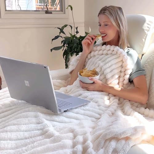 Image of BEDELITE Ribbed King Size Blanket for Bed, Cream, 108 inchx90 inch | Ultra-Soft Plush Fleece, Warm Yet Lightweight, Ribbed Texture, Home Decor, Machine Washable, Giftable, All-Season Use