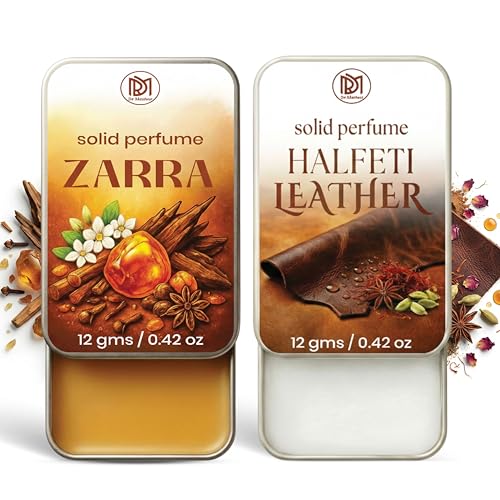 Image of Dr.Mashur Solid Perfume |zarra&Halfeti leather Alcohol Free Wax Perfume Balm, Long Lasting | Pocket Tin 12g, Pack Of 2| Non Greasy Smooth Glide, Travel Friendly Unisex Gifts He Or Her