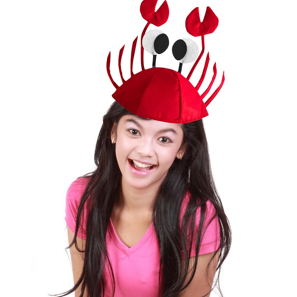 1Pcs Red Party Crab Hats,Funny Plush Hat Cartoon Halloween Hat,Adjustable Crab Hat Costume Fancy Hats for Carnival Cosplay Christmas Halloween Costume Accessories - Image 4