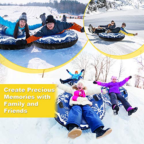 Upgraded 48 Inch Snow Tube No More Popped with Thicker 0.8mm Military Grade Material Inflatable Snow Sled for Kids and Adults Durable Sledding Tubes Extra Large Heavy Duty Inflatable Snow Tube - Thumbnail 7