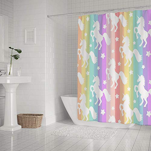 Rideau de douche licorne blanche en polyester de qualité supérieure