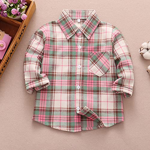 Toddler Boys Plaid Stripe Long Sleeve Blouse Flannel Casual Lapel Button Shirt Tops Trendy Fall Simple Tees Clothes2