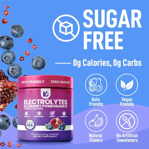 Image of Keppi Electrolytes Powder - Blueberry Pomegranate Flavor 50 Servings - No Sugar Hydration Supplement with Potassium, Magnesium, Sodium - Keto, Vegan, Fasting-Friendly, Zero Calorie Electrolyte Drink