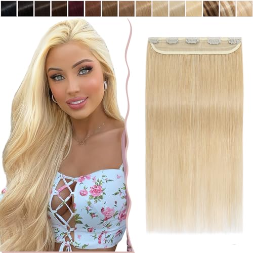 8"(20cm) SEGO Extensiones de Clip de Pelo Natural Humano [#24 Rubio Natural] Cabello 100% Remy [Una Pieza 5 Clips] 3/4 Cabeza Completa Postizos Pelucas Cortas (40g)