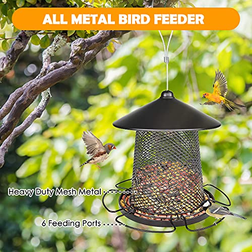 Metal Mesh Bird Feeder Wild Bird Feeder Heavy Duty Mesh Metal With 6 Metal Perches Hanging Bird Feeder For Outdoor Garden Decoration Gift Ideas For Bird Lovers #TOP1