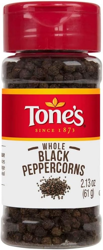 Tone's Whole Black Peppercorns, 2.13 Ounce