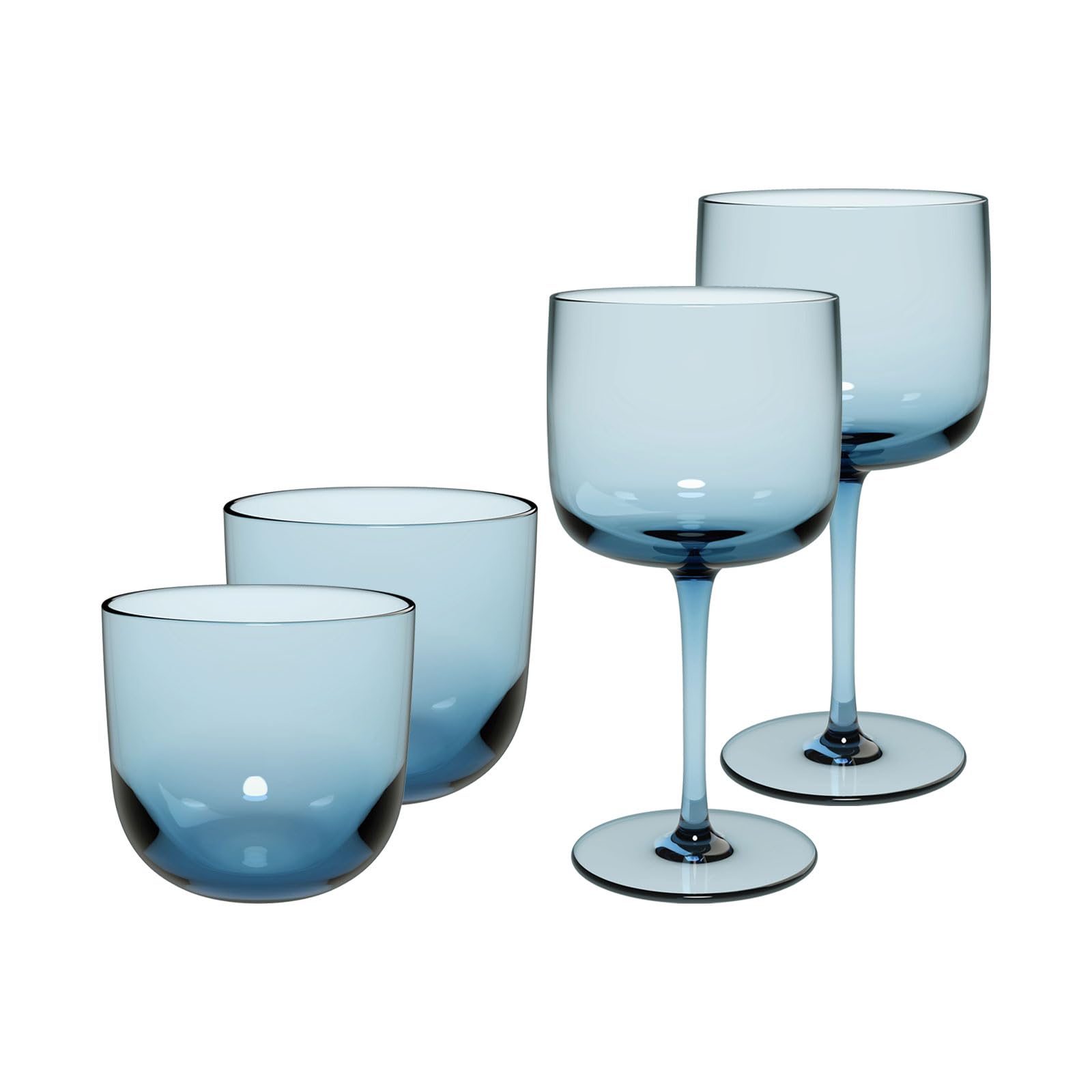 Villeroy & Boch like. by Like Ice Lot de 4 verres à vin et à champagne en cristal Bleu 350 ml et verres à eau 370 ml