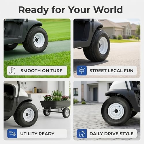 Image of eCustomrim 2-Pack Golf Cart Tires On Rims 18-850-8 18X8.50-8 White 4 Lug