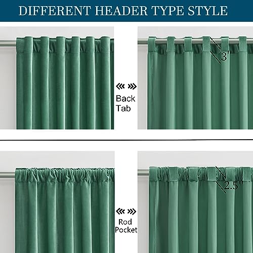 Image of PRIMROSE Velvet Curtains 102 inch Long for Living Room,Set of 2 Panels Turquoise Aqua Blackout Rod Pocket Back Tab Window Treatment Room Darkening Heavy Decorative Curtains Drapes for Bedroom