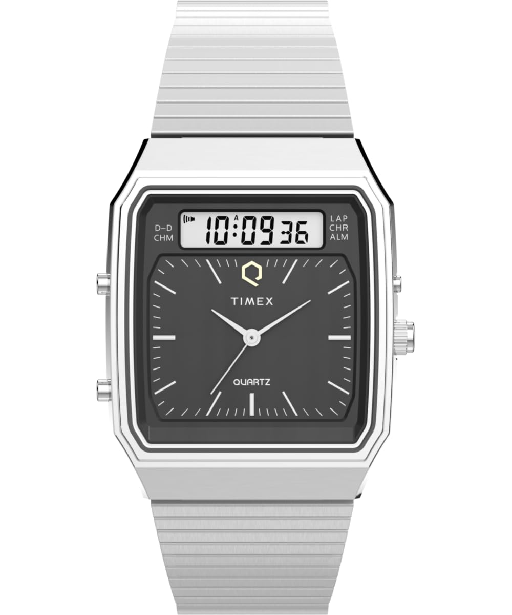 Timex Men's Analogue-Digital Quartz Watch with a Stainless Steel Strap Q Reissue
