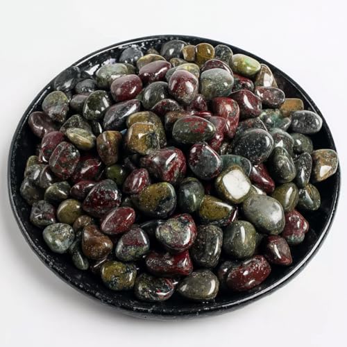 SigMntun Polished Dragon Blood Jasper Crystal Chips Set, 0.4", 128 Pcs - Handpicked Tumbled Stones and Crystals Bulk for Healing, Reiki, Meditation, Witchcraft and Home Decor