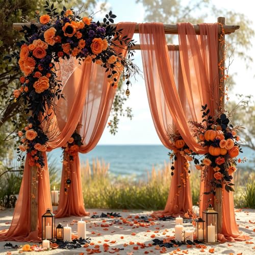 Terracotta Wedding Arch Draping Fabric 28' x19FT Sheer Curtain Drapes
