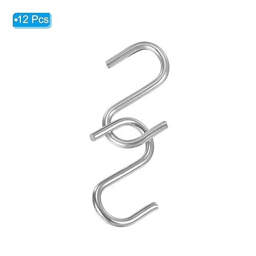 Miniatura 3 de PATIKIL Ganchos en forma de S de 1 pulgada, paquete de 12 ganchos multiusos para colgar artículos en tu hogar, garaje, taller, tono plateado
