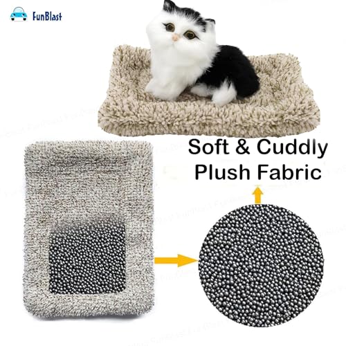 Image of FunBlast Cute Cat Plush Toy with Meow Sound, Toy Accessories for Car Dashboard & Home Decor, Realistic Cat Pet Toys with Bed, Gift for Kids (Black+White)