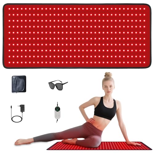 Red Light Therapy Mat for Full Body Foldable 320 LEDs Near Infrared Light Therapy Pad 660nm& 850nm 2in1 LEDs Light Blanket High end Leather 5 Power Levels UP to 65W 29.6x13