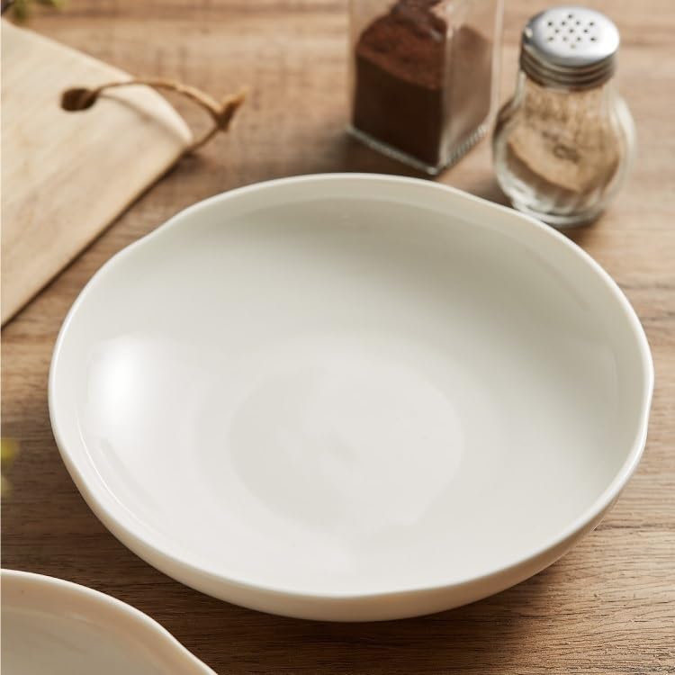Platos de Cena platear pequeño for el hogar, platear pequeño de Verduras, platear Poco Profundo de cerámica Blanca, platear for saltear, platear de Desayuno Platos de Pasta(7.8inch)