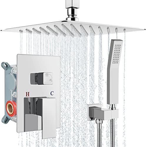 Flash Deals - 70% OFF Aolemi Polish Chrome Shower System Ceiling Mount 10 Inch Rain Shower Head with Handheld Spray Luxury High Pressure Shower Combo Set Rough-in Valve and Shower Trim Included Bathroom Super Deal Product Aolemi Polish Chrome Shower System Ceiling Mount 10 Inch Rain Shower Head with Handheld Spray Luxury High Pressure Shower Combo Set Rough-in Valve and Shower Trim Included Bathroom