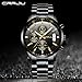 CRRJU Watches for Men,Fashion Luxury Casual Stainless Steel Japan Movement Waterproof Business Quartz Wristwatches,Man Black Golden Watch