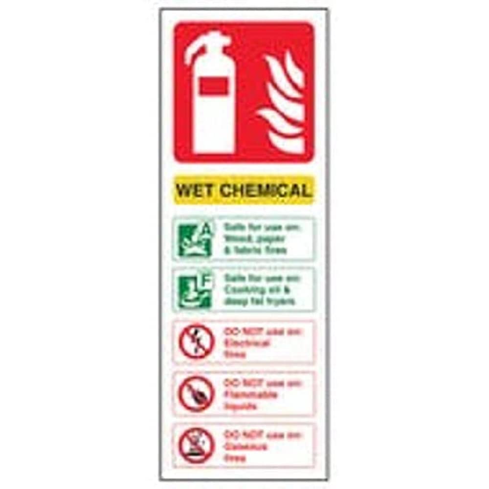 V Safety Fire Extinguisher - Wet Chemical ID - 100 x 280 mm Safety Sign