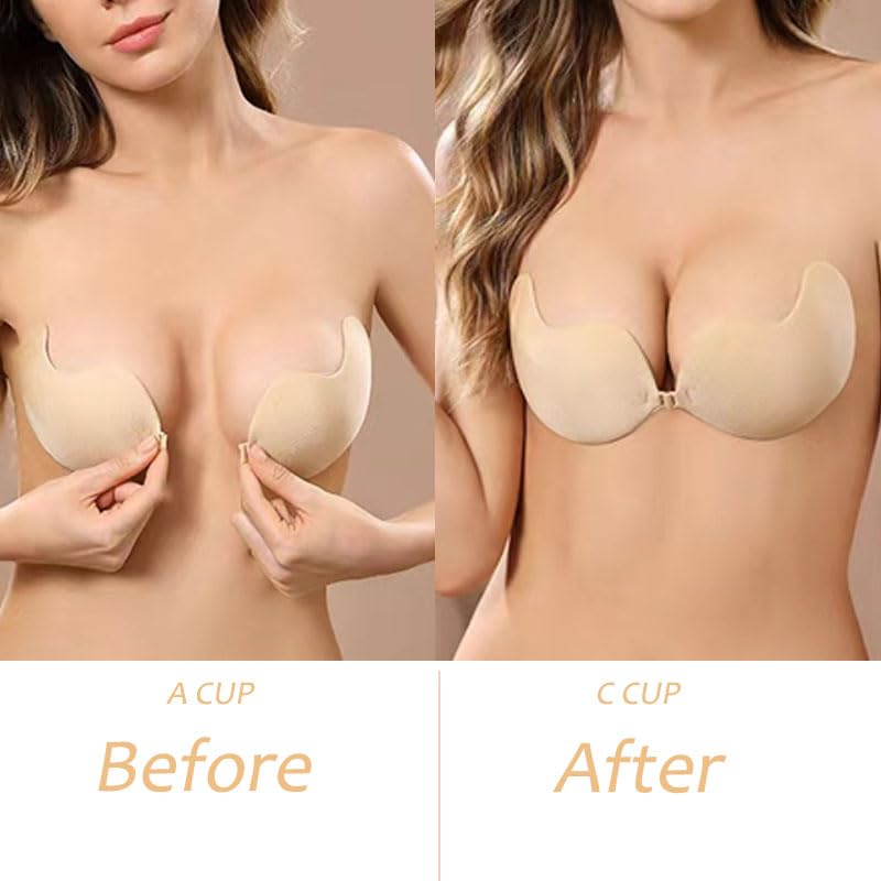 Image of Hasimor 2 PCS Strapless Adhesive Bra Invisible Push Up Sticky Bra Self Adhesive Bra for Women