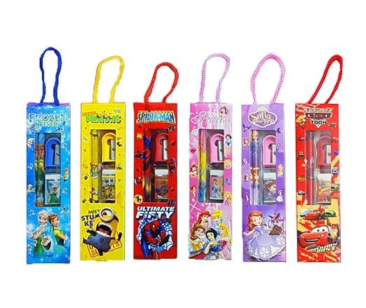Economical Store 91 Pack of 12 Stationery Sets For Kanjak, Return Gifts Set of Cars Superhero princess Themes Pencil Eraser Scale Pencil Box Geometry School Stationery Kit Return Gift Sets (B0CZJQY39X) Amazon Price History, Amazon Price Tracker