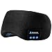 Bluetooth Sleeping Eye Mask Sleep Headphones, Joseche Wireless Bluetooth Headphones Music Travel Sleeping Headset 5.0 Bluetooth Handsfree Sleep Eye Shades Built-in Speakers Microphone Washable (Black)