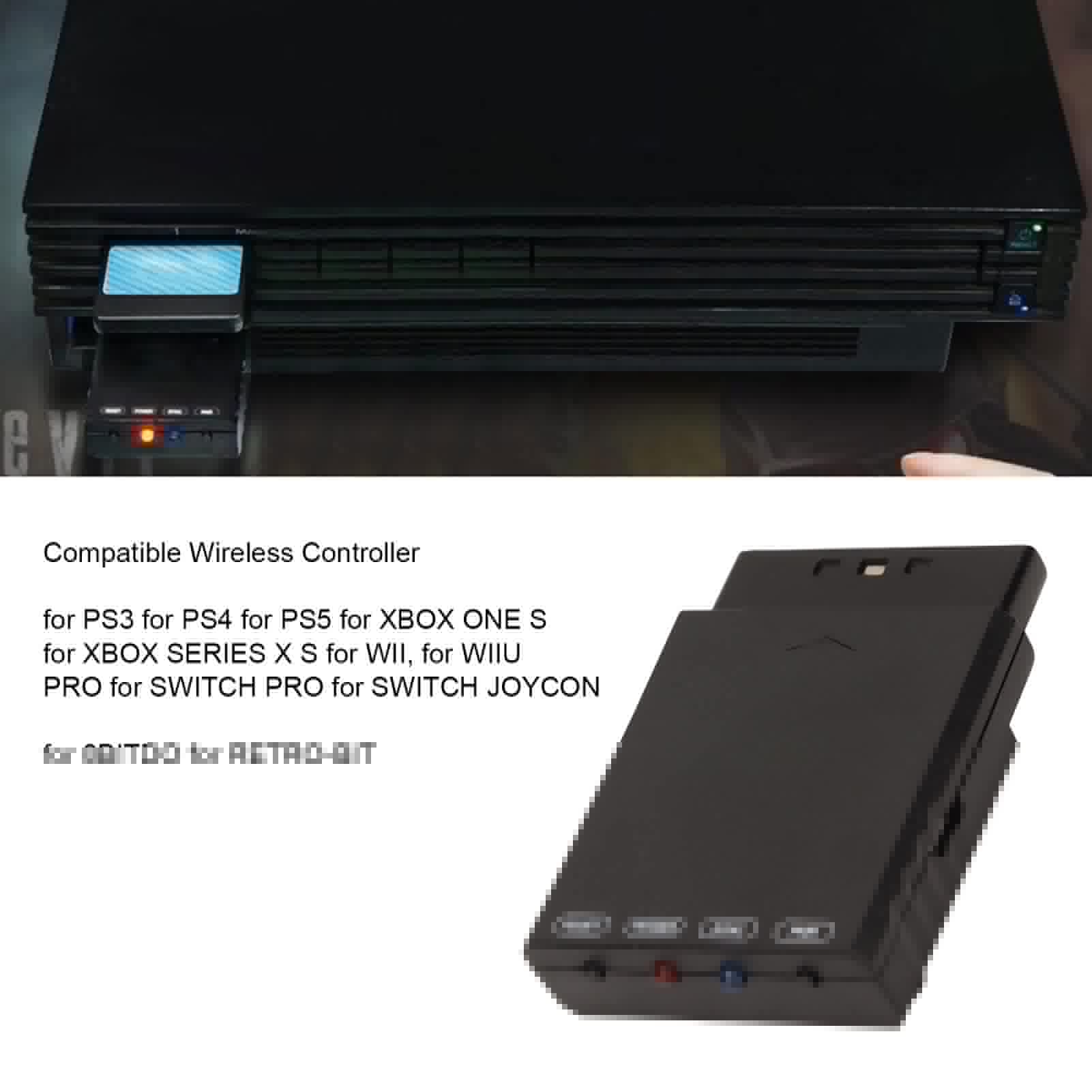 Blueretro Adattatore Controller Wireless Bluetooth Multigiocatore con Stato LED Convertitore Console retrò per PS1 PS3 PS5 Switch