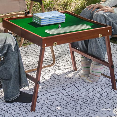 Table de Mahjong Pliable avec Jeu 144 Pièces 30mm | Table de Cartes Carrée Portable