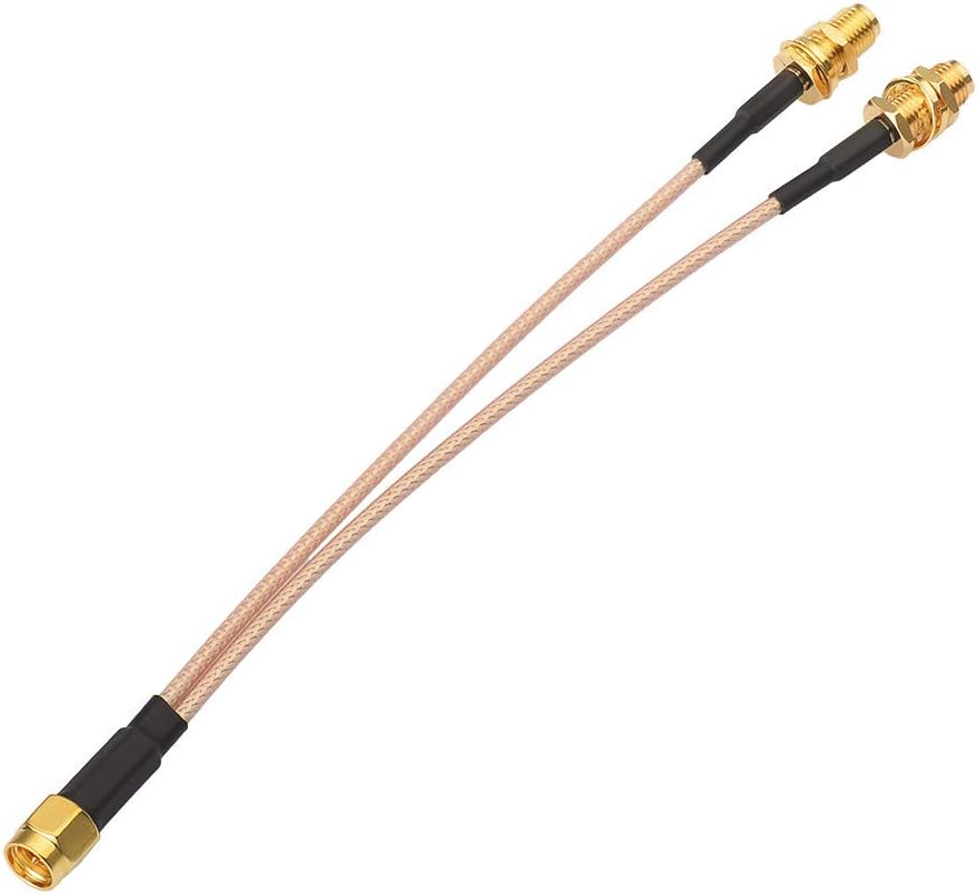 SUPERBAT SMA Splitter Cable SMA Male to Dual SMA Female Cable SMA Adapter V Type 50ohm 15cm(6 inches) WiFi Antenna Adapter Connector (Not for TV)