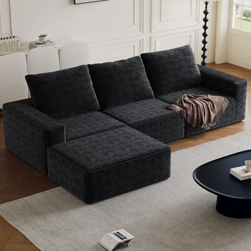 LNRLZYLS Modulares Ecksofa aus Breitcord, 3-Sitzer Couch L-Form...