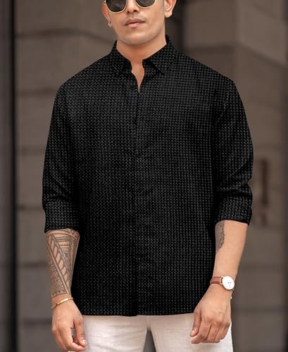 Image of Men's Casual Regular Fit Full Sleeve Collared Shirt, Stylish Fashion Wear