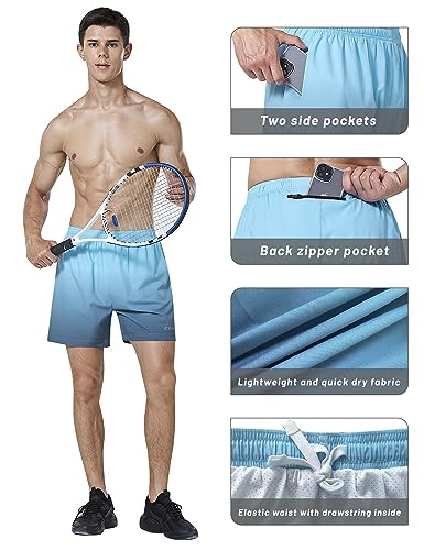 Image of EZRUN Men's 5 Inches Running Workout Shorts Quick Dry Lightweight Athletic Shorts with Liner Zipper Pockets