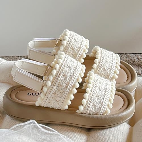 Sandals, Open Toe Cute Bow Princess Girls Flats, Cotton Linen Summer Dress Shoes Sandal for Toddler/Little Kid/Big Kid3