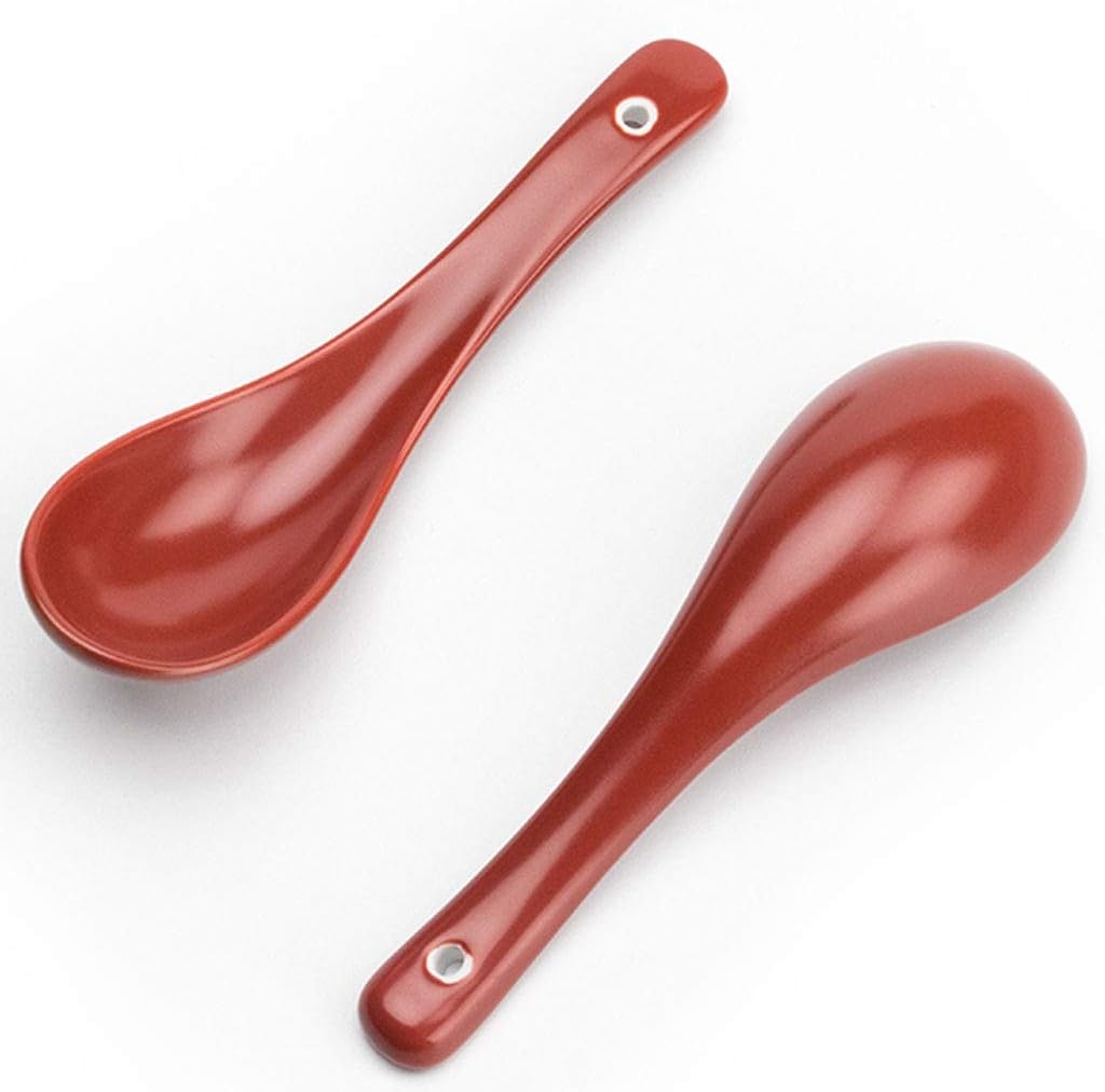 Tablespoons Spoon Set Household Wedding Festive Soup Spoon Ceramic Spoon 2 Pieces Red Serving Spoon