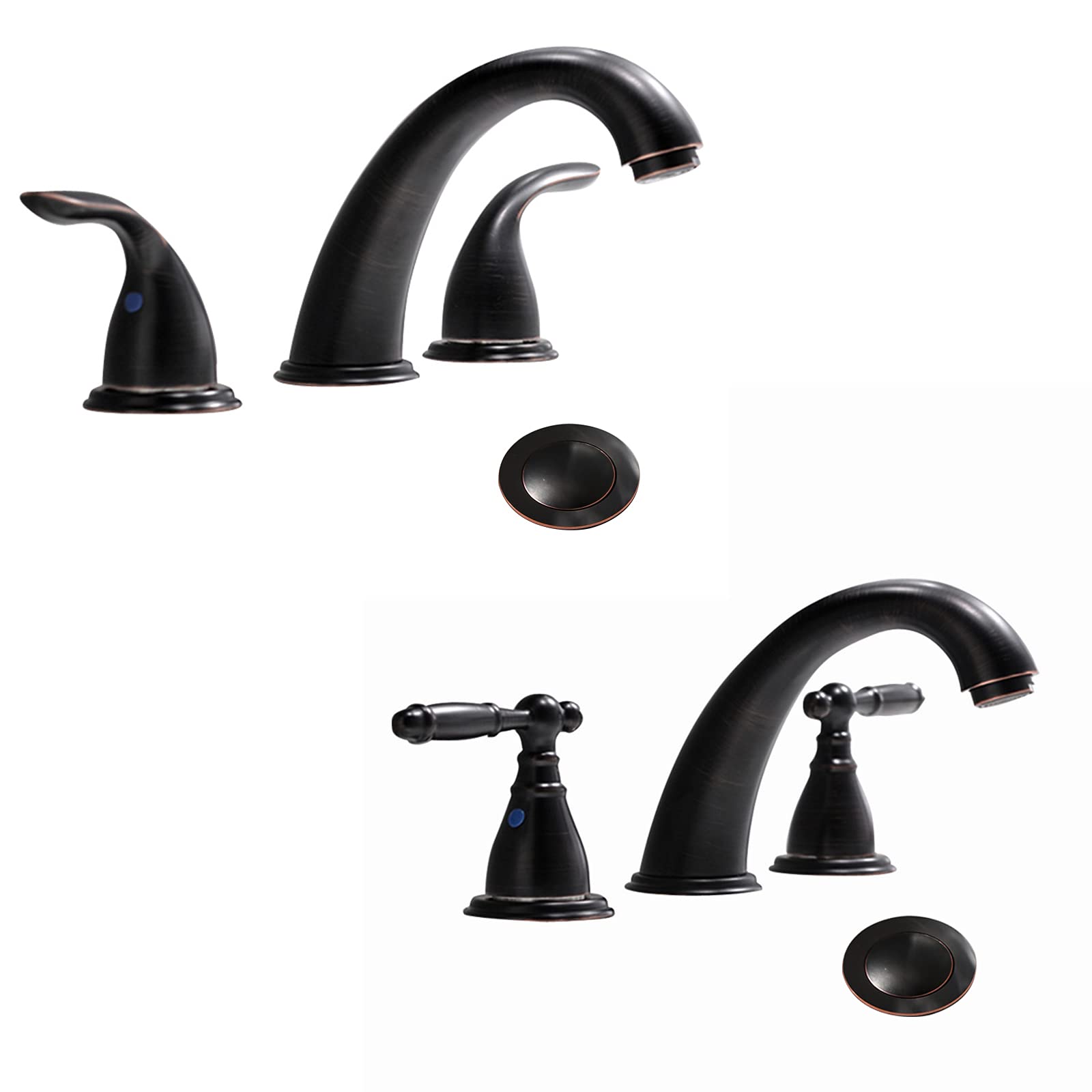 Sxithgkdw Bronze 3 Hole 2 Handle 8 Inch Widespread Bathroom Faucet With Pop Up Drain And Valve By, Oil Rubbed Widespread Lavatory Faucet