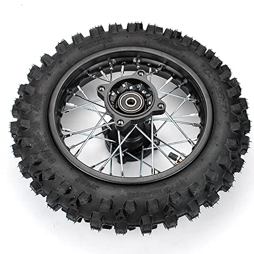 Rim tube tire 80/100-10" Rear Wheel Rim Tire 3.00-10 with 12mm Bearing Assembly for Dirt Bikes Mini Motorcycle Wheels + Tires SSR