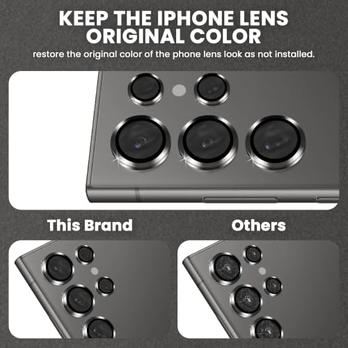 Image of ArmourPro Camera Lens Protector for Samsung Galaxy S24 Ultra with Auto Alignment Installation Frame, AR+AF Coated Tempered Glass Camera Rings, Anti-Scratch, Case Friendly | Black