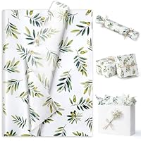 Simetufy Olive Leaves Green Tissue Paper for Gift Bags, 60 Sheets 14 x 20 Inches Decorative Greenery Tissue Paper, Botanical Printed for Wedding Birthday Showers Party Gift Wrapping Craft Eucalyptus