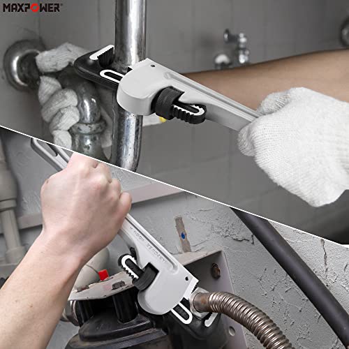 Maxpower 14-Inch Pipe Wrench, 40% Lighter Aluminum Plumbing Wrench, Heavy Duty Straight Pipe Wrenches Jaw Max Capacity 2 Inch #TOP5