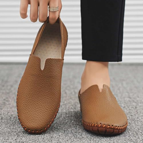 Image of Men's Genuine Leather Loafer Shoes Slip On Soft Walking Driving Shoes