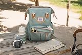 BÉABA - Baby Changing Backpack - Large Storage Volume - Changing Mat Included - Multiple Pockets - Large Opening - Isothermal - Multifunction Travel Bag - Wellington - Sage Green - 8